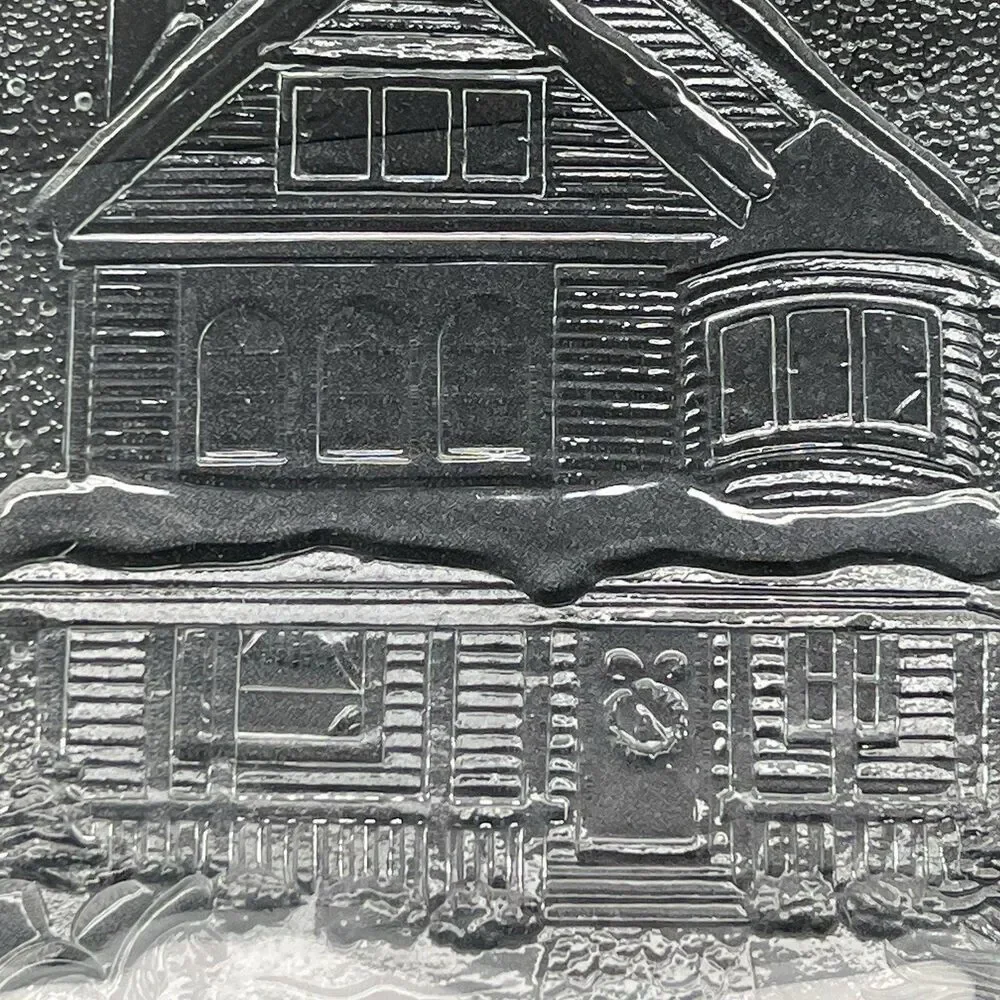 Libbey Christmas Holiday Etched Serving Platter  12 Snow Sleigh Ride Vintage